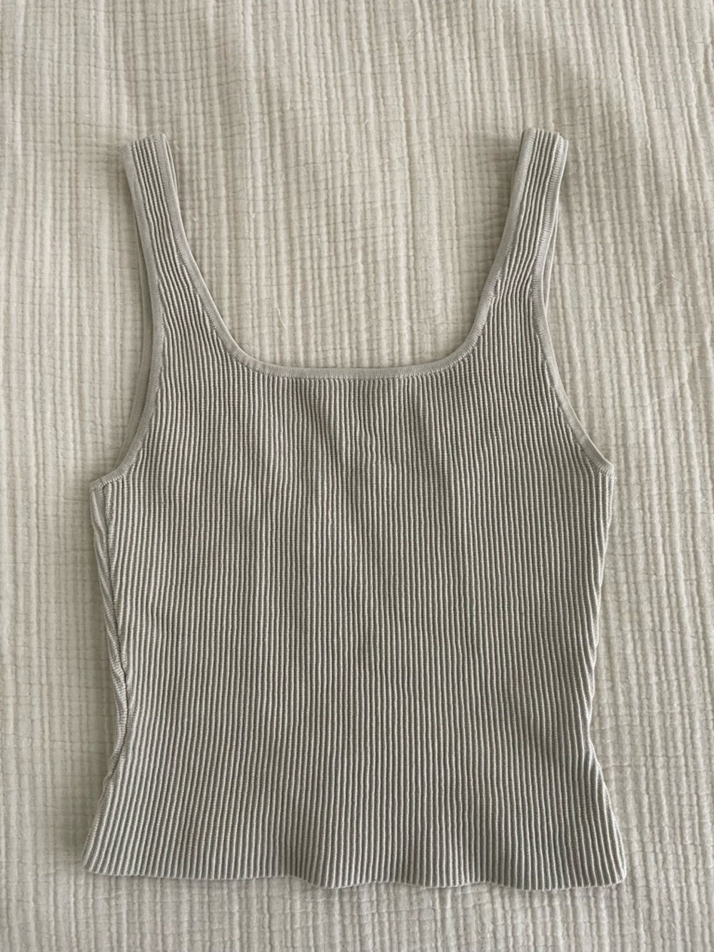 Babaton Ribbed Square-Neck Tank - Light Gray